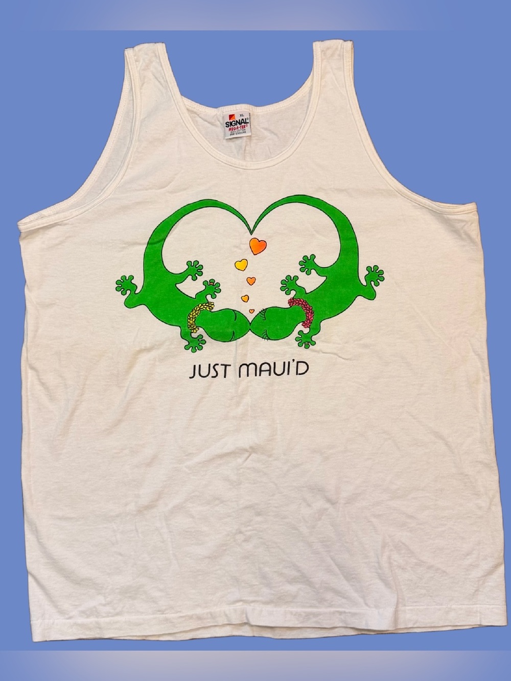 Vintage 90s Signal Mega-Tee “Just Maui’d” Lizard Tank Top XL Single Stitch
